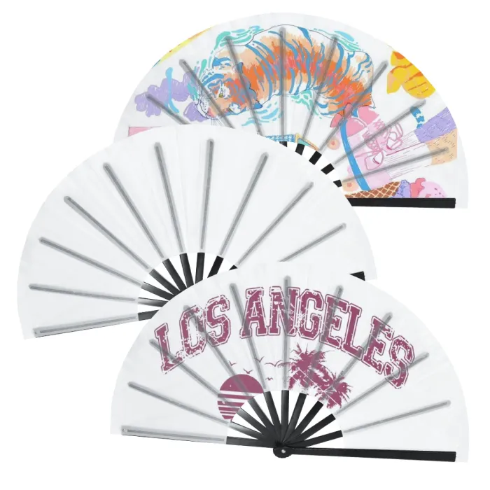Locustsub US warehouse sublimation clacking sound fans with black plastic bones and mini bags 30pcs/case