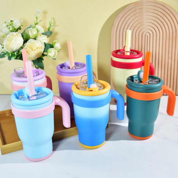 Sichuan Locusts 14oz powder coated Colored Stainless Steel Kids Tumbler water bottle Cups,6pcs/case