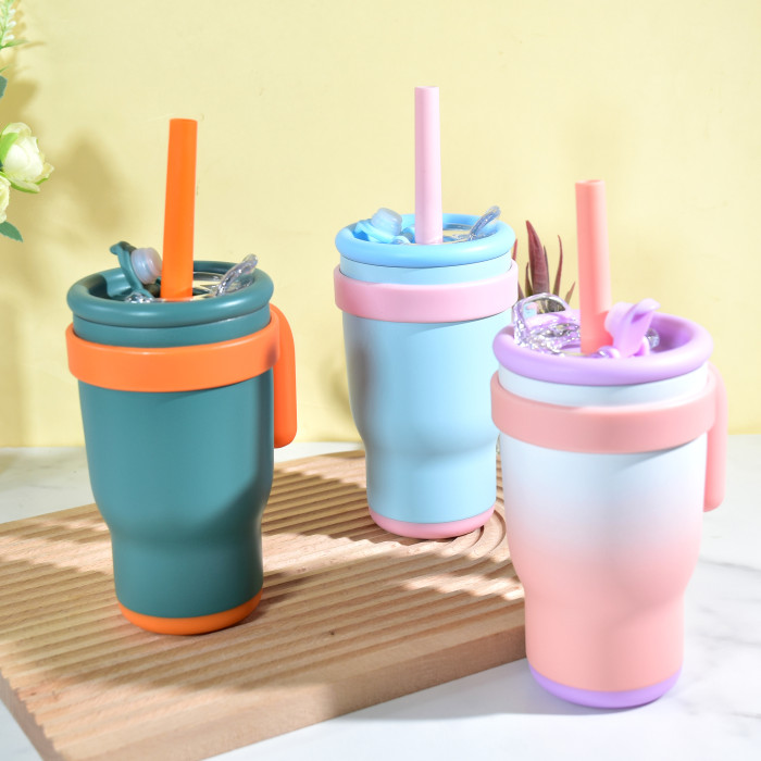 Sichuan Locusts 14oz powder coated Colored Stainless Steel Kids Tumbler water bottle Cups,6pcs/case