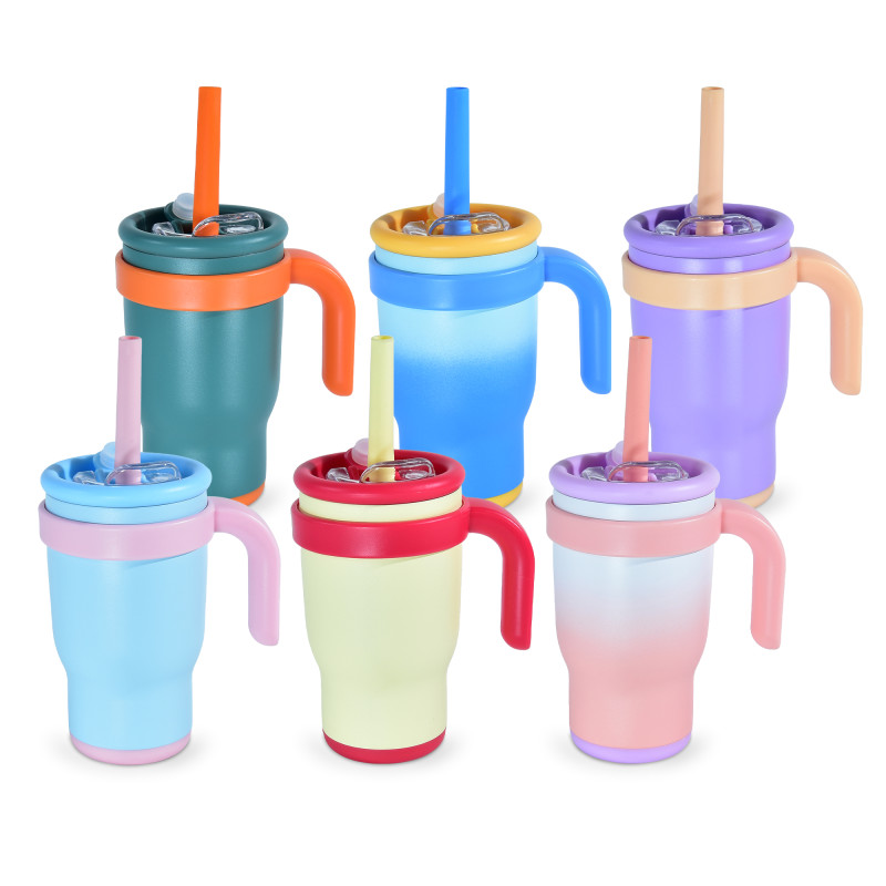 Sichuan Locusts 14oz powder coated Colored Stainless Steel Kids Tumbler water bottle Cups,6pcs/case
