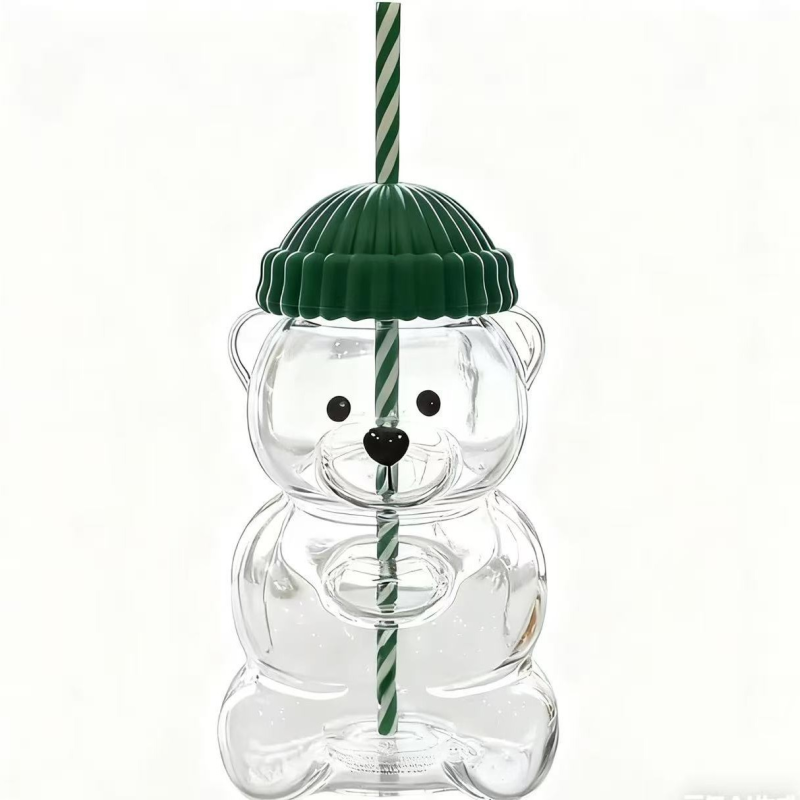 Locustsub China Warehouse Cute Reusable Environmental Protection Bearista Bear Glass/Straw Cup