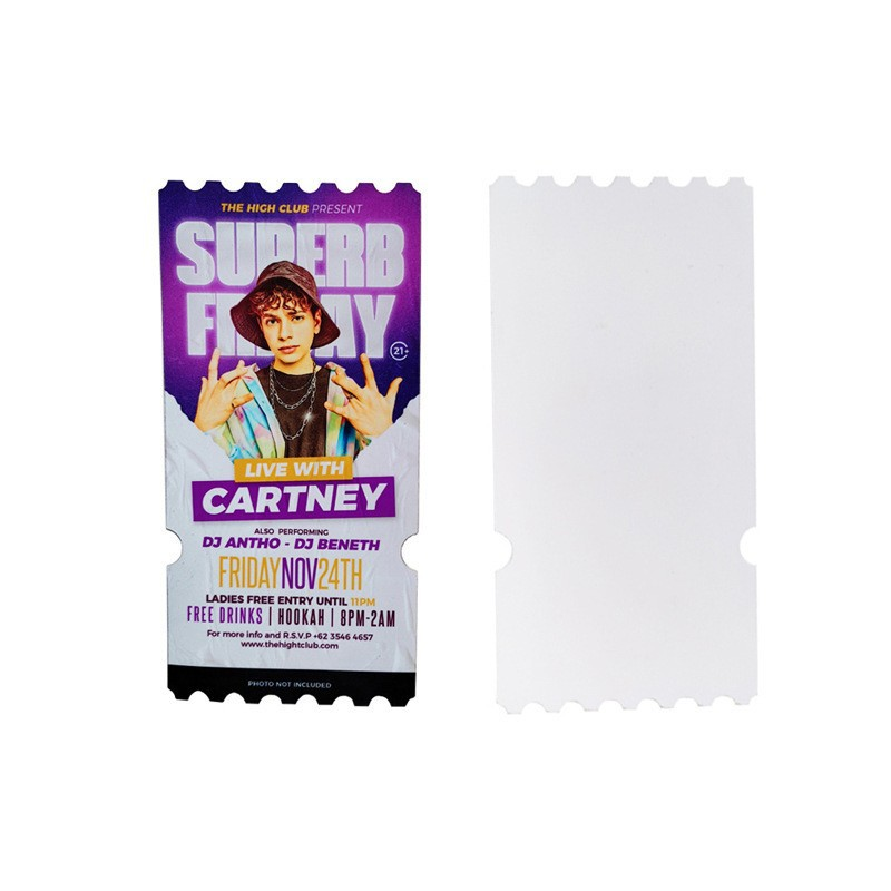 Locustsub CHINA Warehouse Sublimation PET Ticket for Concert Commemoration,100pcs/case
