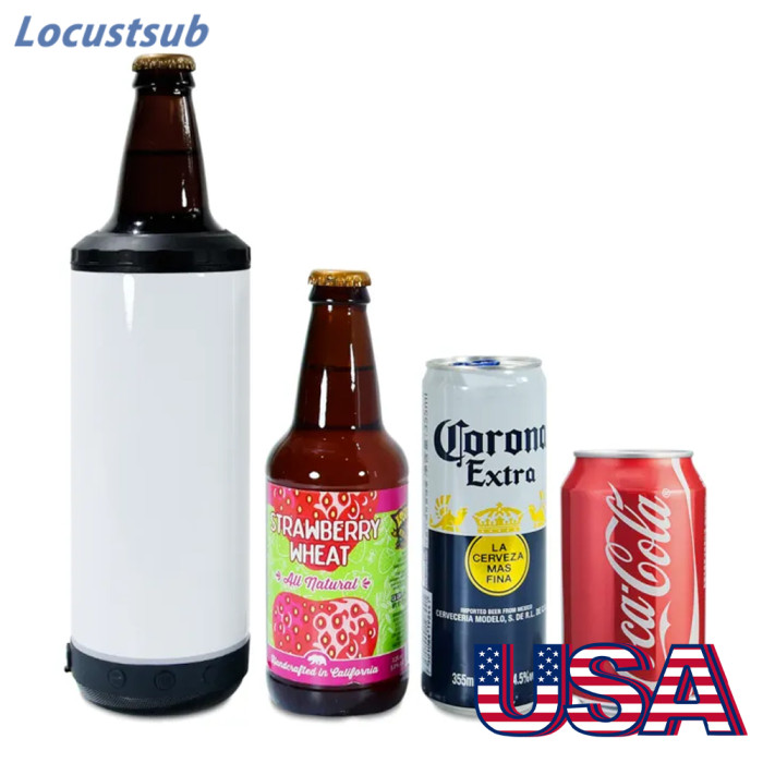Locustsub US Warehouse 16oz Subiimation can cooler with black speaker and double lids 25pcs/case