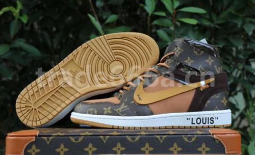 Authentic LV X OFF White X Air Jordan 1 with suitcase GS