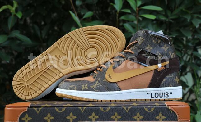 Authentic LV X OFF White X Air Jordan 1 with suitcase GS