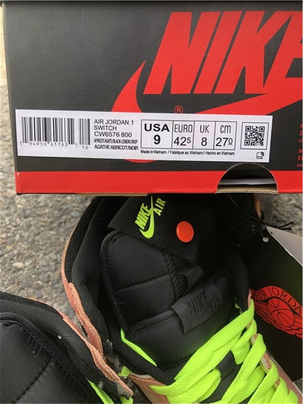 Authentic Air Jordan 1 High Switch Peach Neon