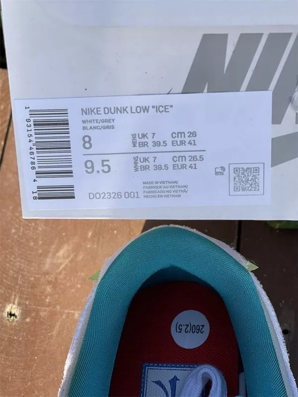 Authentic Nike Dunk Low Ice
