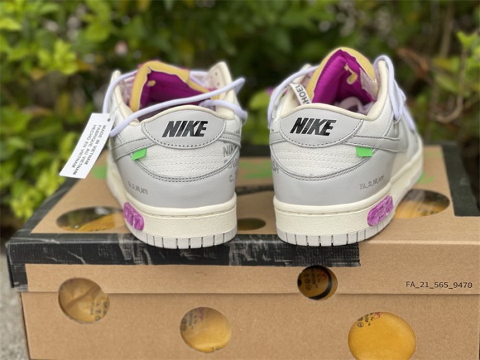Authentic OFF-WHITE x Nike Dunk Low “The 50” Beige Purple
