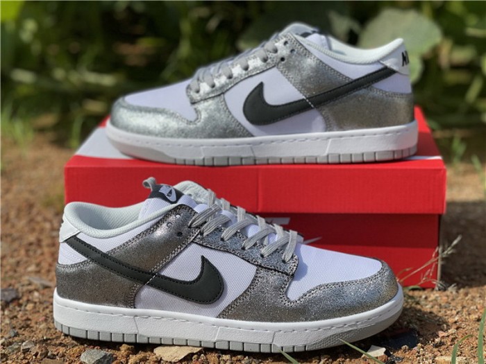 Authentic Nike Dunk Low White Silver