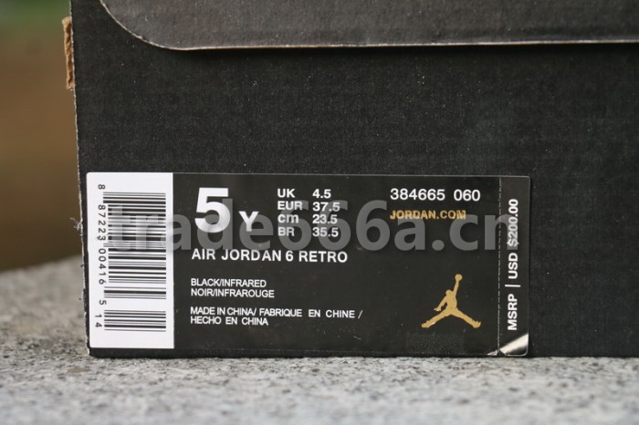 Authentic Air Jordan 6 “Black Infrared” Nike GS