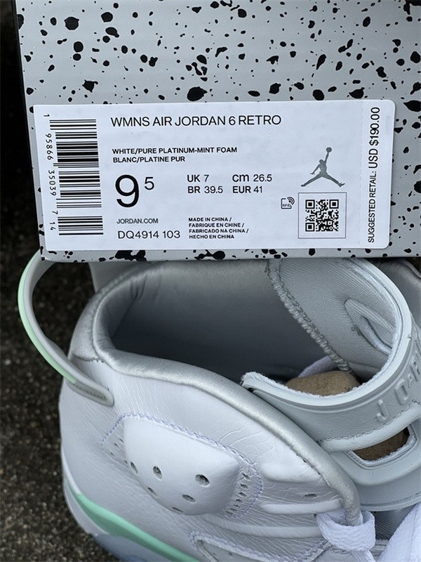 Authentic Air Jordan 6 “Mint Foam”