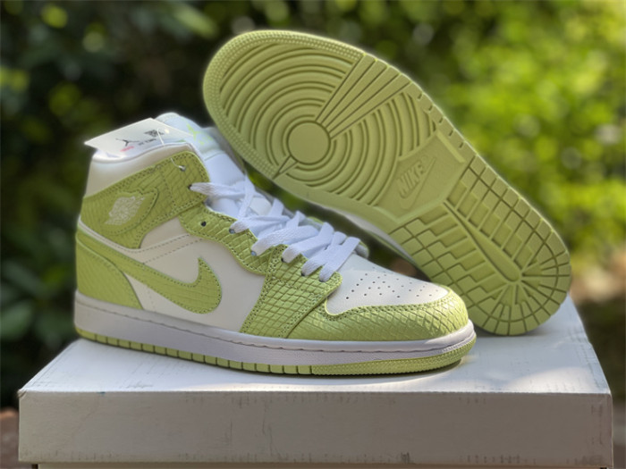 Authentic Air Jordan 1 Mid SE “Green Python” GS