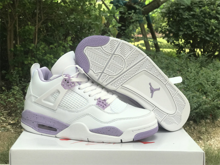Authentic Air Jordan 4 White Purple