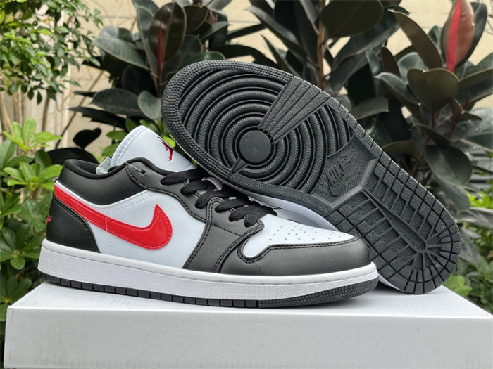 Authentic Air Jordan 1 Low White Black Red