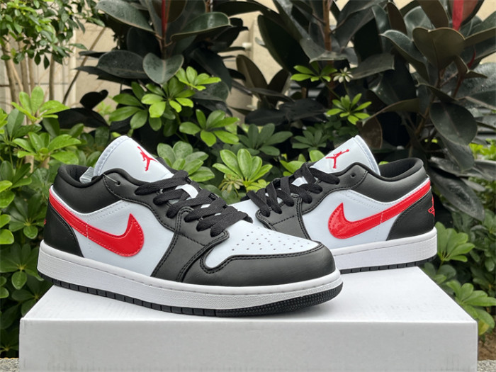 Authentic Air Jordan 1 Low White Black Red