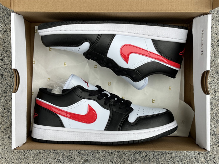 Authentic Air Jordan 1 Low White Black Red