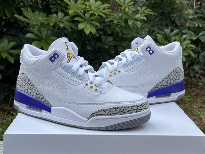 Authentic Air Jordan 3 White Purple