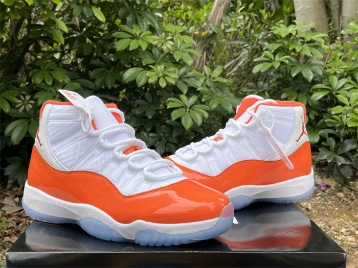 Authentic Air Jordan 11 White Orange