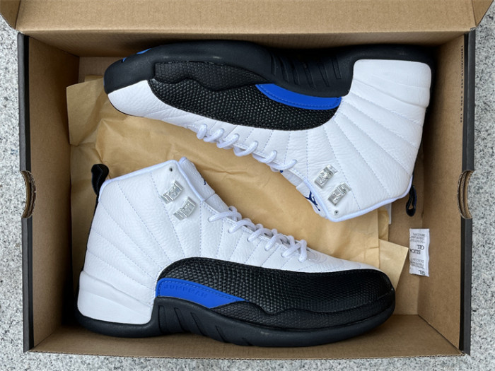 Authentic Air Jordan 12 Black White Blue