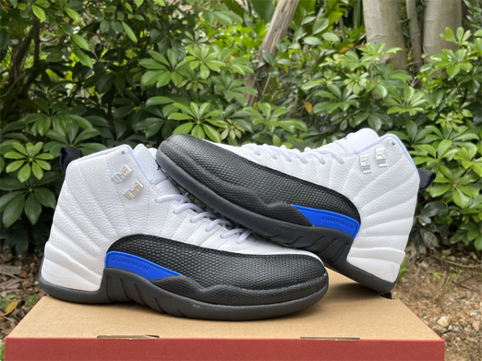 Authentic Air Jordan 12 Black White Blue
