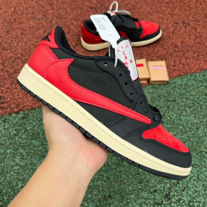 Authentic Travis Scott x Air Jordan 1 Low OG Black Red
