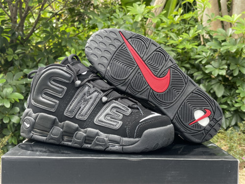 Authentic Supreme x Nike Air More Uptempo Black