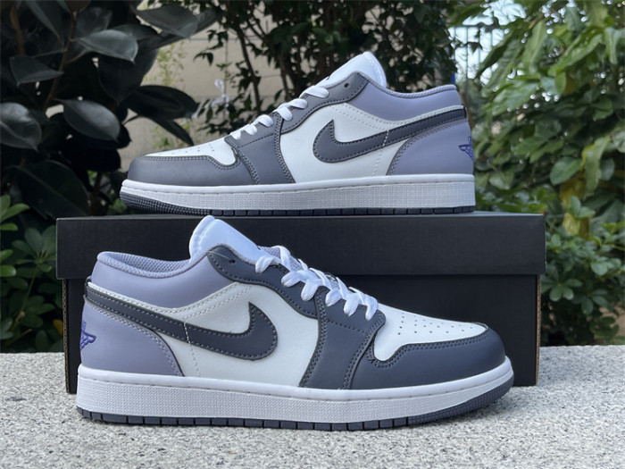 Authentic Air Jordan 1 Low White Purple