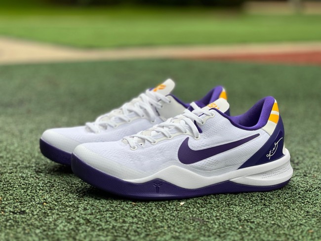Authentic  Nike Kobe 8 Protro White Court Purple