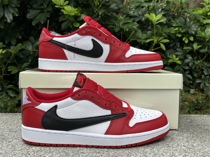 Authentic Travis Scott x Air Jordan 1 Low OG White Red