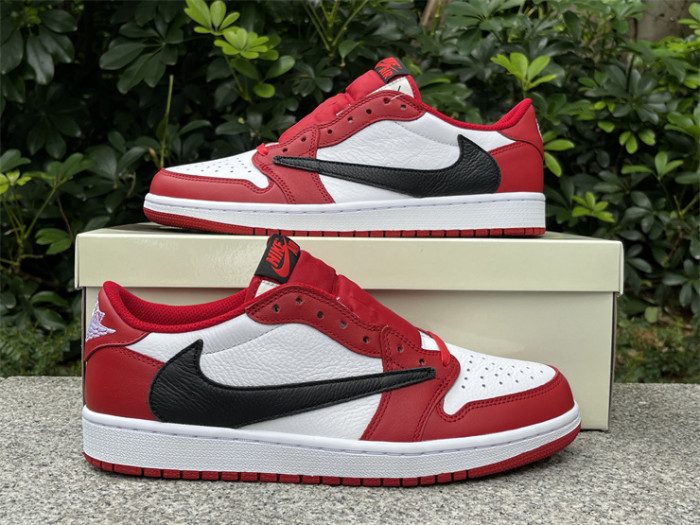 Authentic Travis Scott x Air Jordan 1 Low OG White Red