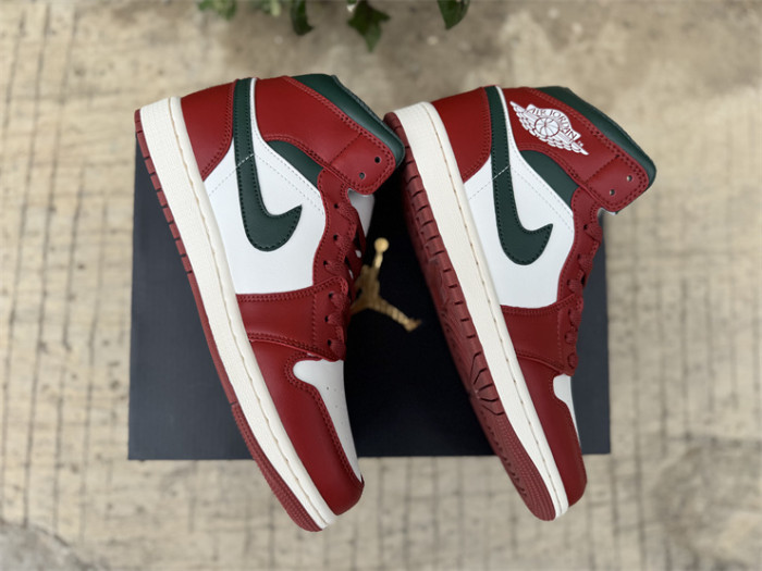 Authentic Air Jordan 1 Mid “Redstone Midnight Green”