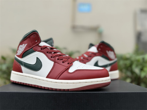Authentic Air Jordan 1 Mid “Redstone Midnight Green”