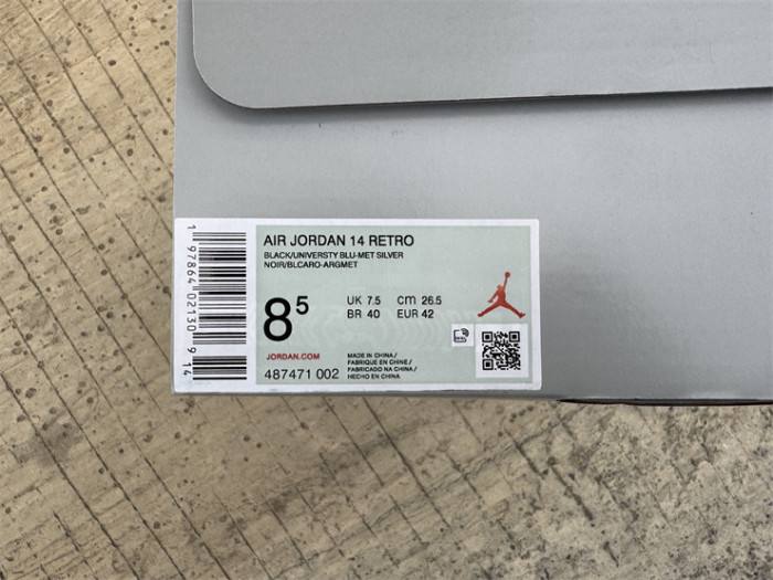 Authentic Air Jordan 14 Black University Blue