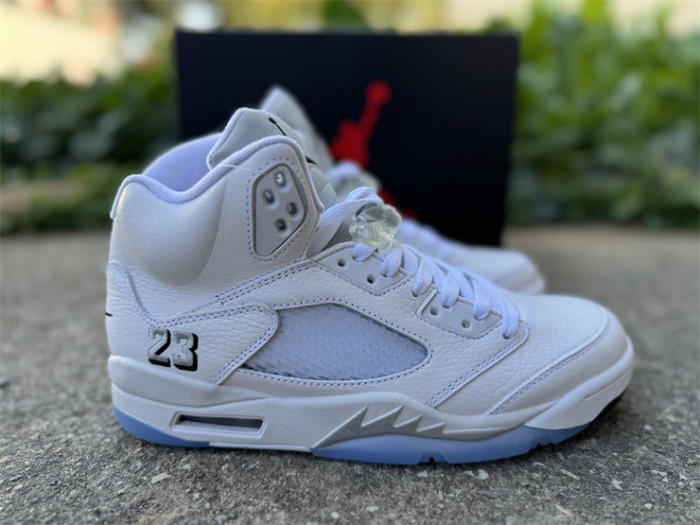 Authentic Air Jordan 5  White Metallic