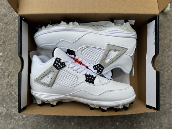 Authentic Jordan 4 Retro TD Cleat White Cement