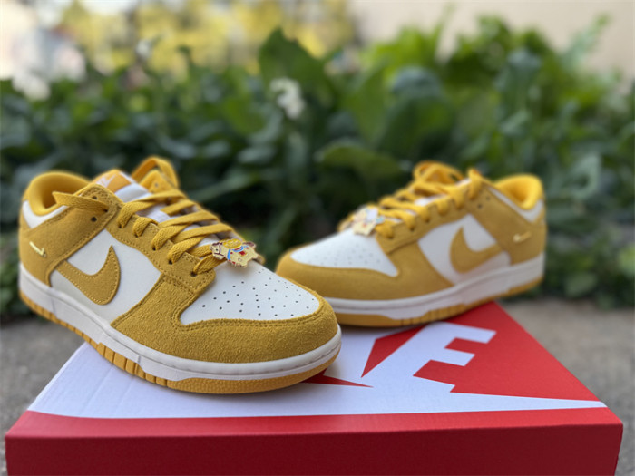 Authentic Nike Dunk Low Dark Sulfur Gold Mini Swoosh