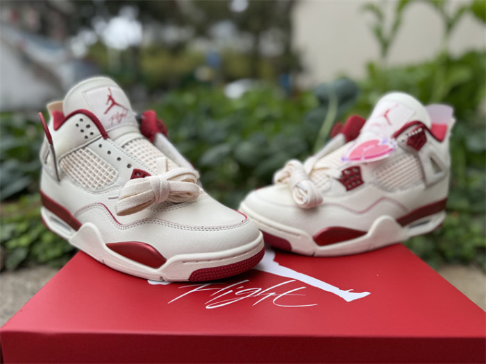 Authentic Air Jordan 4 Retro Valentine's Day Sierra Red