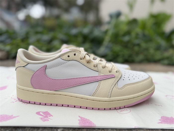 Authentic Travis Scott x Air Jordan 1 Low OG Muslin Shy Pink