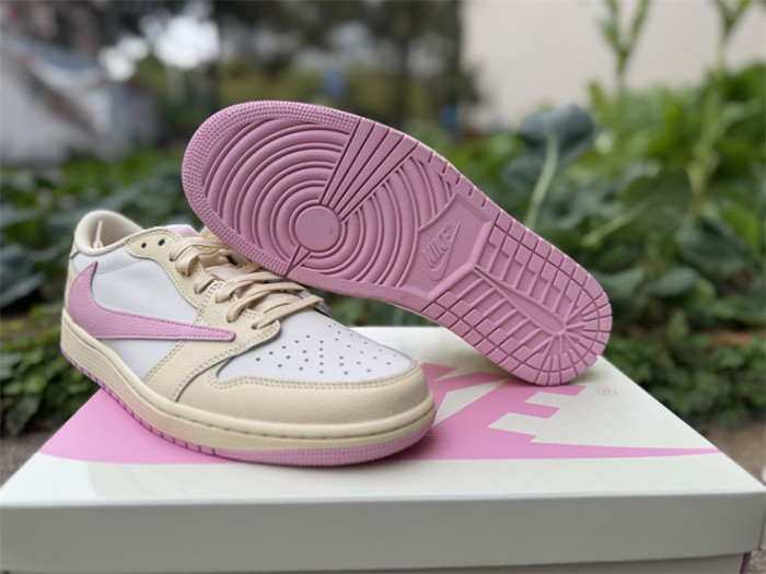 Authentic Travis Scott x Air Jordan 1 Low OG Muslin Shy Pink