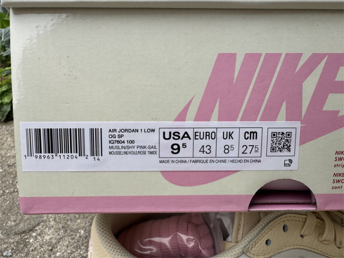 Authentic Travis Scott x Air Jordan 1 Low OG Muslin Shy Pink