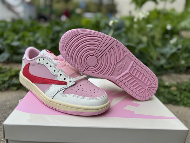 Authentic Travis Scott x Air Jordan 1 Low  Tropical Pink   GS