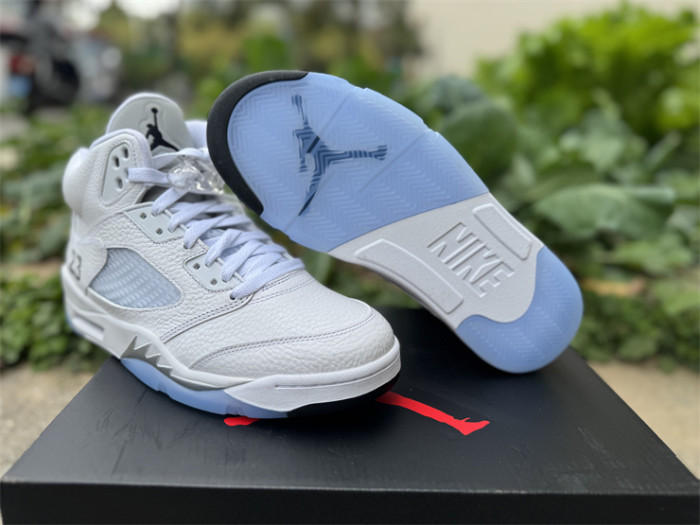 Authentic Air Jordan 5  White Metallic