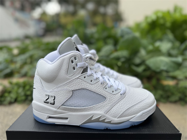 Authentic Air Jordan 5  White Metallic