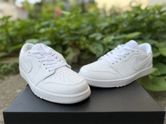 Authentic Air Jodan 1 Low Golf White Crocodile