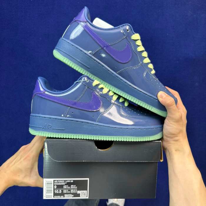 Authentic Nike Air Force 1 Low Patent Leather Mystic Navy Grape Ice