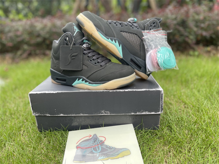 Authentic Air Jordan 5 Retro SoleFly Black Aurora Green