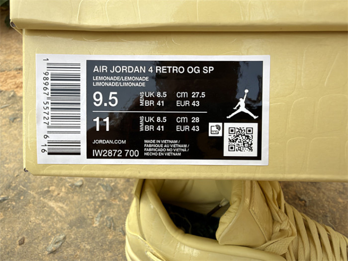 Authentic Jordan 4 Retro J Balvin Lemonade
