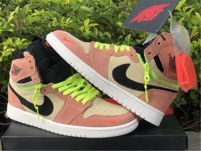 Authentic Air Jordan 1 High Switch Peach Neon