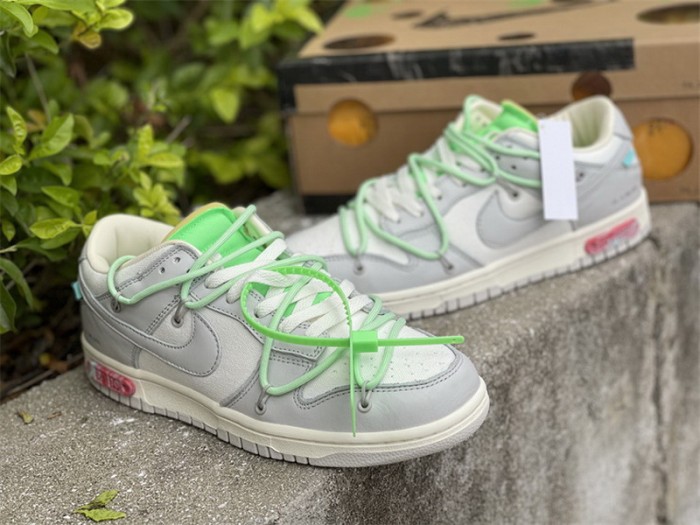 Authentic OFF-WHITE x Nike Dunk Low “The 50” Beige Mint Green