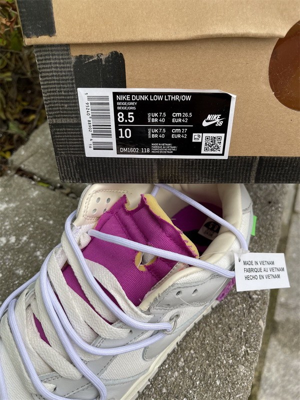 Authentic OFF-WHITE x Nike Dunk Low “The 50” Beige Purple